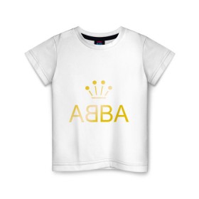 Детская футболка хлопок с принтом ABBA золото в Екатеринбурге, 100% хлопок | круглый вырез горловины, полуприлегающий силуэт, длина до линии бедер | abba | абба | музыка