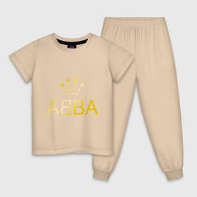 Детская пижама хлопок с принтом ABBA золото в Екатеринбурге, 100% хлопок |  брюки и футболка прямого кроя, без карманов, на брюках мягкая резинка на поясе и по низу штанин
 | abba | абба | музыка