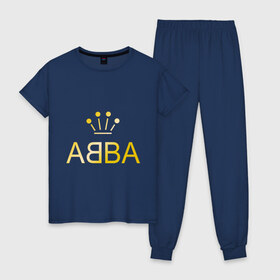 Женская пижама хлопок с принтом ABBA золото в Екатеринбурге, 100% хлопок | брюки и футболка прямого кроя, без карманов, на брюках мягкая резинка на поясе и по низу штанин | abba | абба | музыка