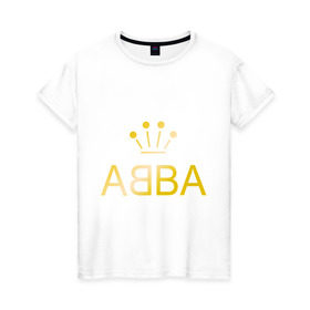Женская футболка хлопок с принтом ABBA золото в Екатеринбурге, 100% хлопок | прямой крой, круглый вырез горловины, длина до линии бедер, слегка спущенное плечо | abba | абба | музыка
