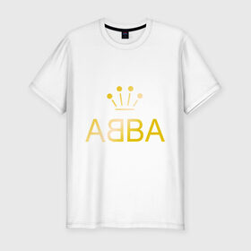 Мужская футболка премиум с принтом ABBA золото в Екатеринбурге, 92% хлопок, 8% лайкра | приталенный силуэт, круглый вырез ворота, длина до линии бедра, короткий рукав | abba | абба | музыка
