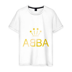 Мужская футболка хлопок с принтом ABBA золото в Екатеринбурге, 100% хлопок | прямой крой, круглый вырез горловины, длина до линии бедер, слегка спущенное плечо. | abba | абба | музыка