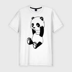 Мужская футболка премиум с принтом Панда с оторванной головой в Екатеринбурге, 92% хлопок, 8% лайкра | приталенный силуэт, круглый вырез ворота, длина до линии бедра, короткий рукав | без головы | животные | звери | медведь | мишка | мишутка