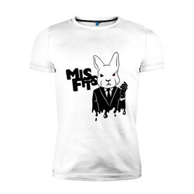 Мужская футболка премиум с принтом Кролик misfits в Екатеринбурге, 92% хлопок, 8% лайкра | приталенный силуэт, круглый вырез ворота, длина до линии бедра, короткий рукав | misfits