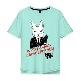 Мужская футболка хлопок Oversize с принтом Rabbit misfits в Екатеринбурге, 100% хлопок | свободный крой, круглый ворот, “спинка” длиннее передней части | Тематика изображения на принте: misfits