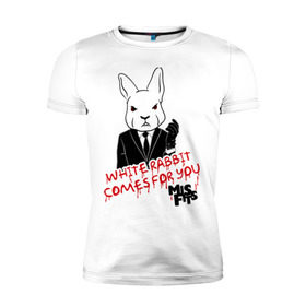 Мужская футболка премиум с принтом Rabbit misfits в Екатеринбурге, 92% хлопок, 8% лайкра | приталенный силуэт, круглый вырез ворота, длина до линии бедра, короткий рукав | Тематика изображения на принте: misfits