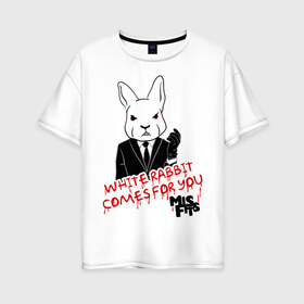 Женская футболка хлопок Oversize с принтом Rabbit misfits в Екатеринбурге, 100% хлопок | свободный крой, круглый ворот, спущенный рукав, длина до линии бедер
 | misfits