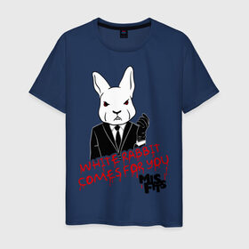 Мужская футболка хлопок с принтом Rabbit misfits в Екатеринбурге, 100% хлопок | прямой крой, круглый вырез горловины, длина до линии бедер, слегка спущенное плечо. | Тематика изображения на принте: misfits
