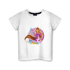 Детская футболка хлопок с принтом WinX - Флора в Екатеринбурге, 100% хлопок | круглый вырез горловины, полуприлегающий силуэт, длина до линии бедер | win x | winx | винкс | детские | детям | для детей | феи | флора