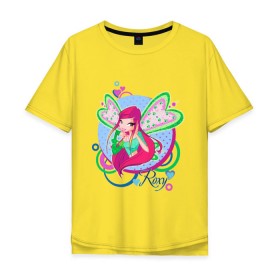 Мужская футболка хлопок Oversize с принтом WinX - Рокси в Екатеринбурге, 100% хлопок | свободный крой, круглый ворот, “спинка” длиннее передней части | roxy | win x | winx | винкс | детские | детям | для детей | рокси | феи