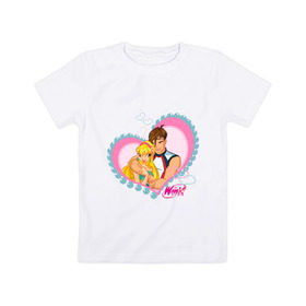 Детская футболка хлопок с принтом WinX Love- Стелла в Екатеринбурге, 100% хлопок | круглый вырез горловины, полуприлегающий силуэт, длина до линии бедер | win x | winx | винкс | детские | детям | для детей | феи стелла
