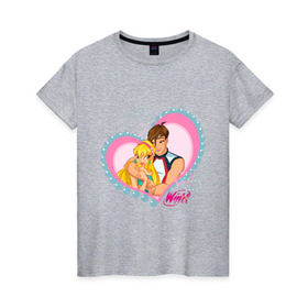 Женская футболка хлопок с принтом WinX Love- Стелла в Екатеринбурге, 100% хлопок | прямой крой, круглый вырез горловины, длина до линии бедер, слегка спущенное плечо | win x | winx | винкс | детские | детям | для детей | феи стелла