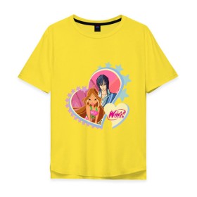 Мужская футболка хлопок Oversize с принтом WinX Love- Флора в Екатеринбурге, 100% хлопок | свободный крой, круглый ворот, “спинка” длиннее передней части | Тематика изображения на принте: 