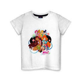 Детская футболка хлопок с принтом Подружки WinX в Екатеринбурге, 100% хлопок | круглый вырез горловины, полуприлегающий силуэт, длина до линии бедер | win x | winx | винкс | детские | детям | для детей | подружки | феи