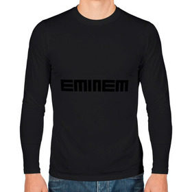 Мужской лонгслив хлопок с принтом Eminem black logo в Екатеринбурге, 100% хлопок |  | хип хоп