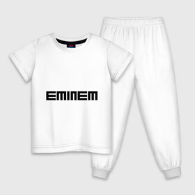 Детская пижама хлопок с принтом Eminem black logo в Екатеринбурге, 100% хлопок |  брюки и футболка прямого кроя, без карманов, на брюках мягкая резинка на поясе и по низу штанин
 | хип хоп