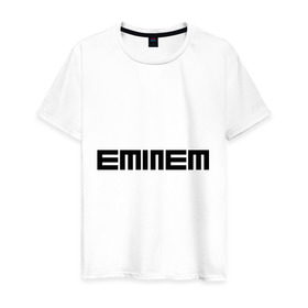 Мужская футболка хлопок с принтом Eminem black logo в Екатеринбурге, 100% хлопок | прямой крой, круглый вырез горловины, длина до линии бедер, слегка спущенное плечо. | хип хоп