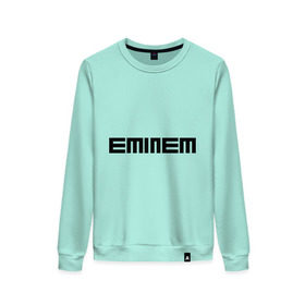 Женский свитшот хлопок с принтом Eminem black logo в Екатеринбурге, 100% хлопок | прямой крой, круглый вырез, на манжетах и по низу широкая трикотажная резинка  | хип хоп