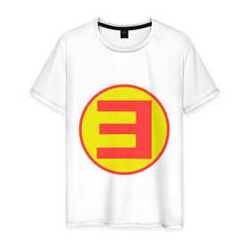 Мужская футболка хлопок с принтом Eminem E в Екатеринбурге, 100% хлопок | прямой крой, круглый вырез горловины, длина до линии бедер, слегка спущенное плечо. | хип хоп