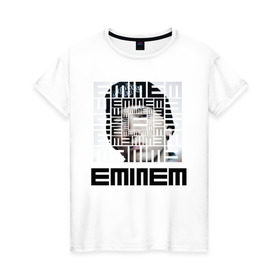 Женская футболка хлопок с принтом Eminem grey в Екатеринбурге, 100% хлопок | прямой крой, круглый вырез горловины, длина до линии бедер, слегка спущенное плечо | хип хоп