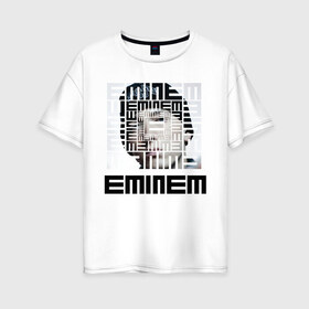 Женская футболка хлопок Oversize с принтом Eminem grey в Екатеринбурге, 100% хлопок | свободный крой, круглый ворот, спущенный рукав, длина до линии бедер
 | хип хоп