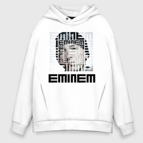 Мужское худи Oversize хлопок с принтом Eminem grey в Екатеринбурге, френч-терри — 70% хлопок, 30% полиэстер. Мягкий теплый начес внутри —100% хлопок | боковые карманы, эластичные манжеты и нижняя кромка, капюшон на магнитной кнопке | хип хоп