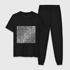 Мужская пижама хлопок с принтом Emineminem silver в Екатеринбурге, 100% хлопок | брюки и футболка прямого кроя, без карманов, на брюках мягкая резинка на поясе и по низу штанин
 | Тематика изображения на принте: хип хоп