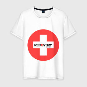 Мужская футболка хлопок с принтом Recovery Eminem в Екатеринбурге, 100% хлопок | прямой крой, круглый вырез горловины, длина до линии бедер, слегка спущенное плечо. | хип хоп