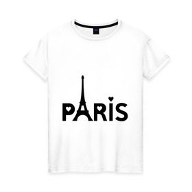 Женская футболка хлопок с принтом Paris logo в Екатеринбурге, 100% хлопок | прямой крой, круглый вырез горловины, длина до линии бедер, слегка спущенное плечо | paris | париж | парис | туристические | франция | эйфелева башня