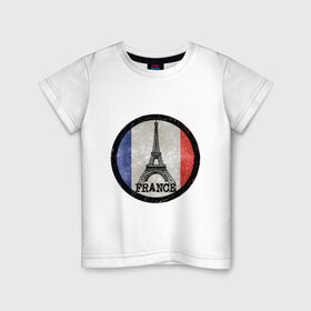 Детская футболка хлопок с принтом Logo France в Екатеринбурге, 100% хлопок | круглый вырез горловины, полуприлегающий силуэт, длина до линии бедер | Тематика изображения на принте: france | флаг франций | франция | эйфелева башня