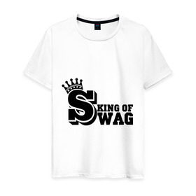 Мужская футболка хлопок с принтом King of swag в Екатеринбурге, 100% хлопок | прямой крой, круглый вырез горловины, длина до линии бедер, слегка спущенное плечо. | swag | swag style | одежда сваг | сваг | сваг стиль | свег | свог | свэг