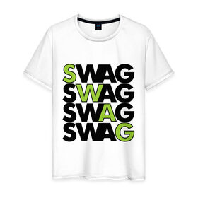 Мужская футболка хлопок с принтом Swag в квадрате в Екатеринбурге, 100% хлопок | прямой крой, круглый вырез горловины, длина до линии бедер, слегка спущенное плечо. | swag | буквы | квадрат | модный | сваг | свег | свог | свэг | слова | стиль