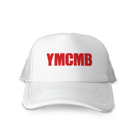 Кепка тракер с сеткой с принтом Logo YMCMB в Екатеринбурге, трикотажное полотно; задняя часть — сетка | длинный козырек, универсальный размер, пластиковая застежка | swag | модный | сваг | свег | свог | свэг | стиль