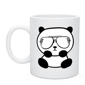Кружка с принтом панда в очках авиатор в Екатеринбурге, керамика | объем — 330 мл, диаметр — 80 мм. Принт наносится на бока кружки, можно сделать два разных изображения | панда