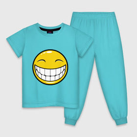 Детская пижама хлопок с принтом Позитивный смайлик (2) в Екатеринбурге, 100% хлопок |  брюки и футболка прямого кроя, без карманов, на брюках мягкая резинка на поясе и по низу штанин
 | зубы | настроение | позитив | рожица | смайл | улыбка