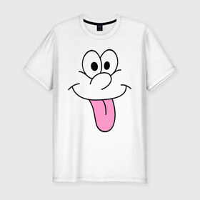 Мужская футболка премиум с принтом Балдею от всего в Екатеринбурге, 92% хлопок, 8% лайкра | приталенный силуэт, круглый вырез ворота, длина до линии бедра, короткий рукав | позитив | рожа | рожица | смайл | смайлик | улыбка | улыбочка | язык