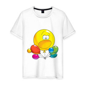 Мужская футболка хлопок с принтом Воздушные шары. в Екатеринбурге, 100% хлопок | прямой крой, круглый вырез горловины, длина до линии бедер, слегка спущенное плечо. | для беременных | для будущих мам | ждем ребенка | карапуз | малыш | ребенок | шарики