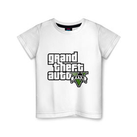 Детская футболка хлопок с принтом GTA 5 в Екатеринбурге, 100% хлопок | круглый вырез горловины, полуприлегающий силуэт, длина до линии бедер | gta | игры | лого gta