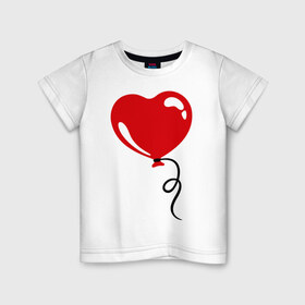 Детская футболка хлопок с принтом Сердце воздушный шар в Екатеринбурге, 100% хлопок | круглый вырез горловины, полуприлегающий силуэт, длина до линии бедер | любовь | сердечко | сердце | шарик