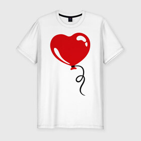 Мужская футболка премиум с принтом Сердце воздушный шар в Екатеринбурге, 92% хлопок, 8% лайкра | приталенный силуэт, круглый вырез ворота, длина до линии бедра, короткий рукав | любовь | сердечко | сердце | шарик