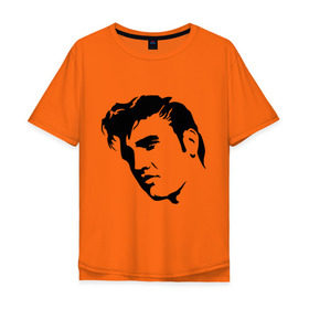 Мужская футболка хлопок Oversize с принтом Элвис Пресли. (Elvis Presley) в Екатеринбурге, 100% хлопок | свободный крой, круглый ворот, “спинка” длиннее передней части | Тематика изображения на принте: rocknroll | лицо | музыка | певец | ретро | рок н ролл