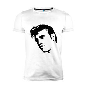 Мужская футболка премиум с принтом Элвис Пресли. (Elvis Presley) в Екатеринбурге, 92% хлопок, 8% лайкра | приталенный силуэт, круглый вырез ворота, длина до линии бедра, короткий рукав | rocknroll | лицо | музыка | певец | ретро | рок н ролл