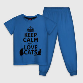 Детская пижама хлопок с принтом Keep calm and love cats. в Екатеринбурге, 100% хлопок |  брюки и футболка прямого кроя, без карманов, на брюках мягкая резинка на поясе и по низу штанин
 | keep calm | keep calm and love cats | сохраняйте спокойствие