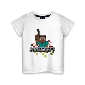Детская футболка хлопок с принтом Шахтёр minecraft в Екатеринбурге, 100% хлопок | круглый вырез горловины, полуприлегающий силуэт, длина до линии бедер | boom | minecraft | игры | компьютерные игры | майнкрафт