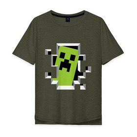 Мужская футболка хлопок Oversize с принтом Crash Minecraft в Екатеринбурге, 100% хлопок | свободный крой, круглый ворот, “спинка” длиннее передней части | Тематика изображения на принте: boom | media | minecraft | игры | компьютерные игры | майнкрафт
