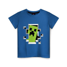 Детская футболка хлопок с принтом Crash Minecraft в Екатеринбурге, 100% хлопок | круглый вырез горловины, полуприлегающий силуэт, длина до линии бедер | Тематика изображения на принте: boom | media | minecraft | игры | компьютерные игры | майнкрафт