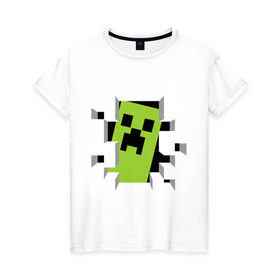 Женская футболка хлопок с принтом Crash Minecraft в Екатеринбурге, 100% хлопок | прямой крой, круглый вырез горловины, длина до линии бедер, слегка спущенное плечо | boom | media | minecraft | игры | компьютерные игры | майнкрафт