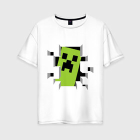 Женская футболка хлопок Oversize с принтом Crash Minecraft в Екатеринбурге, 100% хлопок | свободный крой, круглый ворот, спущенный рукав, длина до линии бедер
 | boom | media | minecraft | игры | компьютерные игры | майнкрафт
