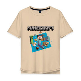 Мужская футболка хлопок Oversize с принтом Heroes of Minecraft в Екатеринбурге, 100% хлопок | свободный крой, круглый ворот, “спинка” длиннее передней части | boom | minecraft | игры | компьютерные игры | майнкрафт