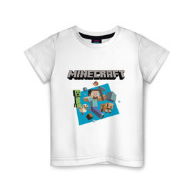 Детская футболка хлопок с принтом Heroes of Minecraft в Екатеринбурге, 100% хлопок | круглый вырез горловины, полуприлегающий силуэт, длина до линии бедер | boom | minecraft | игры | компьютерные игры | майнкрафт